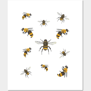 Watercolor honey bees design Posters and Art